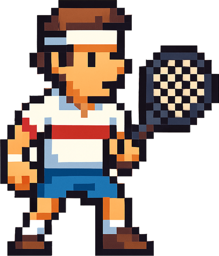 pixelart tennis player looking to the right.
In-Game asset.  2d.  High contrast.  No shadows