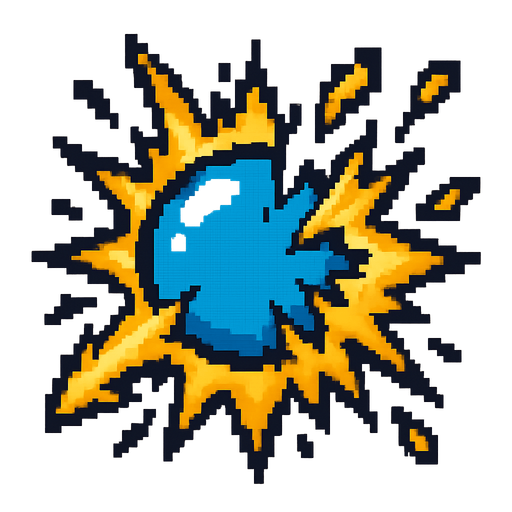 A bubble popping, pixel style, retro.
In-Game asset.  2d.  High contrast.  No shadows