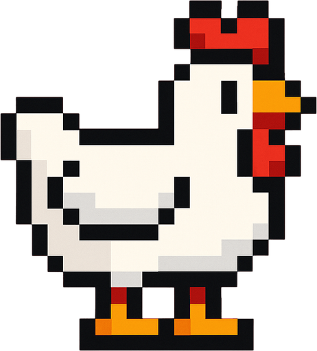 Tavuk pixel.
In-Game asset.  2d.  High contrast.  No shadows