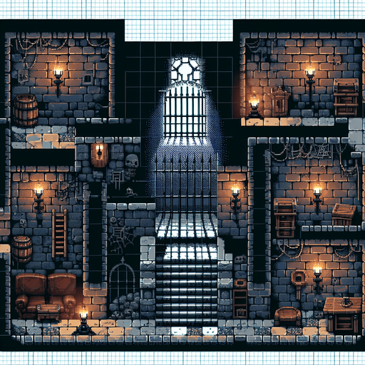 create me a 2d pixel dark dungeon.
Single Game Texture. In-Game asset. 2d. Blank background. High contrast. No shadows.