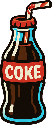 Coke bottle with straw.
In-Game asset.  2d.  High contrast.  No shadows