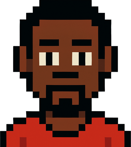 black person pixel art.
In-Game asset.  High contrast.  No shadows