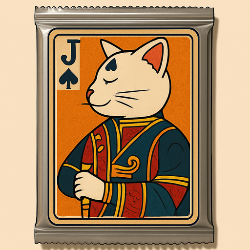 Change the graphic on the picture to be this cat, but like he’s a Jack on a playing card. Seen from the side in the same position as it would look in a regular deck of cards.