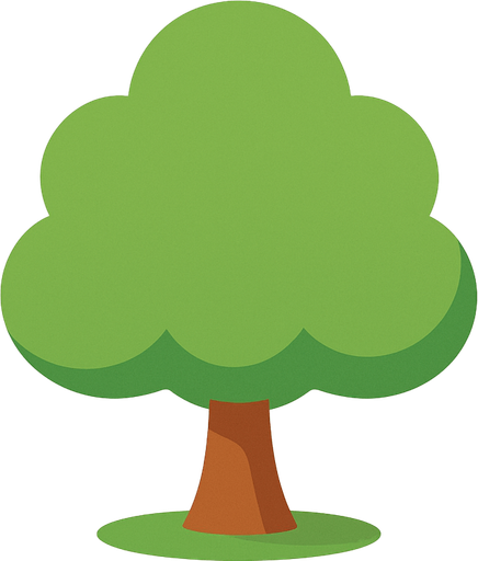 a single simple kawaii tree without outlines and no face, for a non-distracting game background.
In-Game asset.  2d.  High contrast.  No shadows