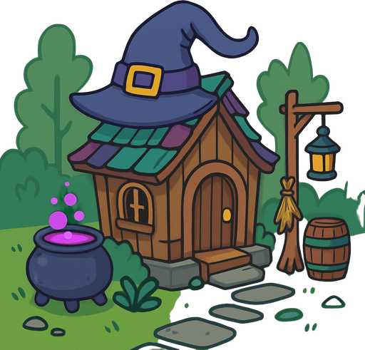witch hut. rpg. 2d. no shadows.