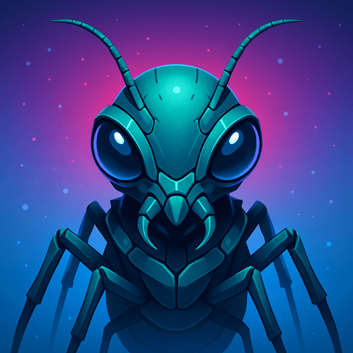 Front-facing icon, Fullscreen modern App Store art style with futuristic medium alien bug
, 16:9, high definition.  No text captions!