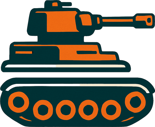 düz tank tekerlekleri olan iki parçalı tank.
In-Game asset.  2d.  High contrast.  No shadows