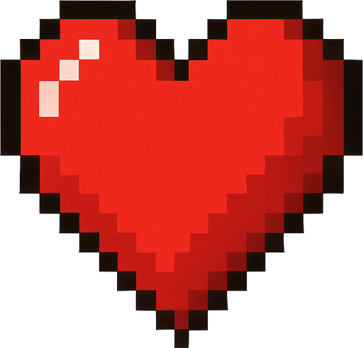 Pixel kalp.
In-Game asset.  2d.  High contrast.  No shadows