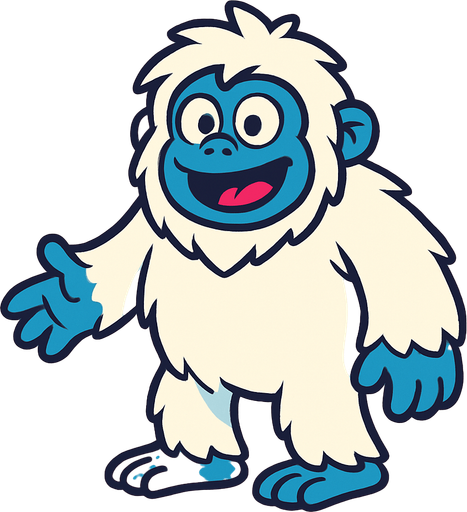 yeti cartoon image.
In-Game asset.  2d.  High contrast.  No shadows