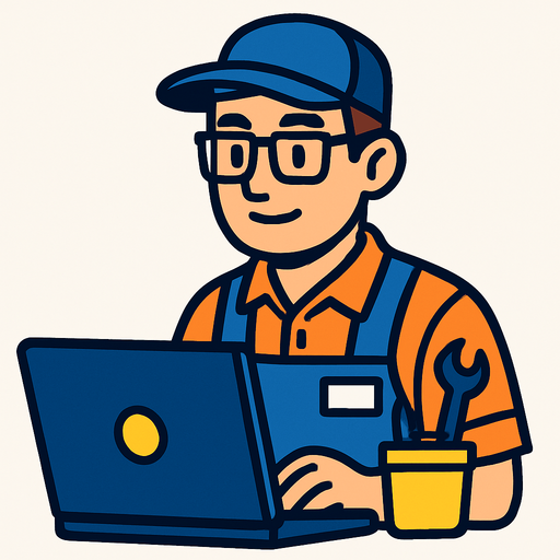 Bilgisayar teknikeri personel.
In-Game asset.  2d.  High contrast.  No shadows