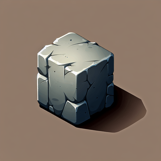 A stone from top view (2d).
Single Game Texture. In-Game asset. 2d. Blank background. High contrast. No shadows.