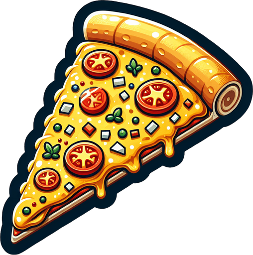 a slice of pizza on a transparent background, predominantly yellow. Slice of pizza.
Single Game Texture. In-Game asset. 2d. Blank background. High contrast. No shadows.
