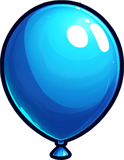 mavi balon.
Single Game Texture.  In-Game asset.  2d.  Blank background.  High contrast.  No shadows