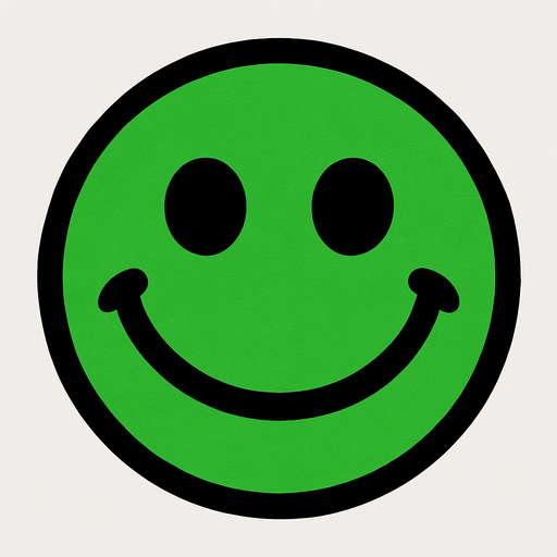 Green smiley face.
In-Game asset.  2d.  High contrast.  No shadows
