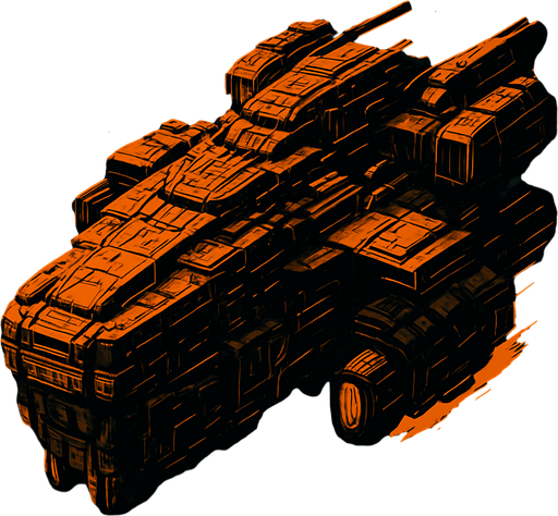 Giant and strong spaceship.
In-Game asset.  2d.  High contrast