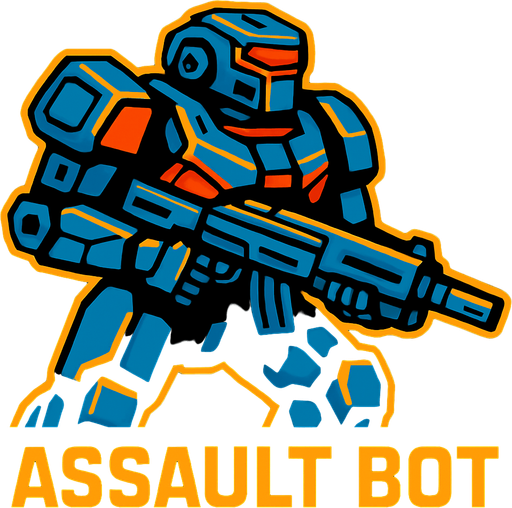 assaultBot.
In-Game asset.  2d.  High contrast.  No shadows