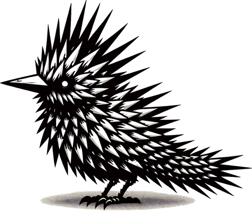 A bird with pointy stuff on it.
Single Game Texture.  In-Game asset.  2d.  Blank background.  High contrast.  No shadows