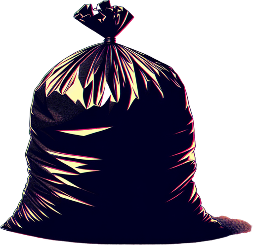 a black garbage bag.
video game style