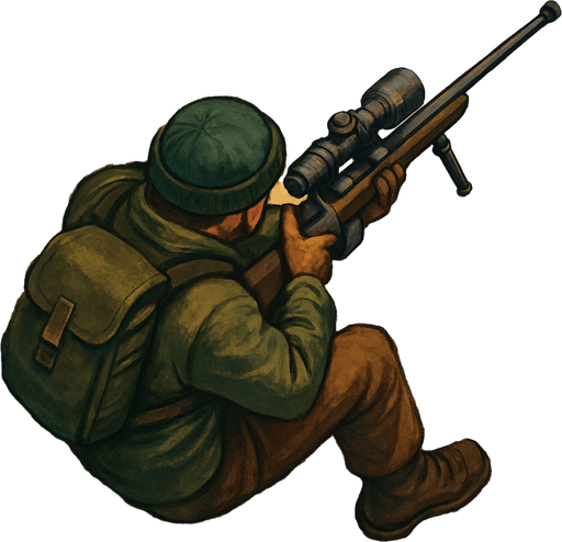 Sniper man from top view