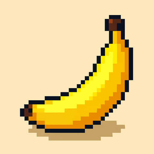 Pixel banana.
In-Game asset.  High contrast.  No shadows