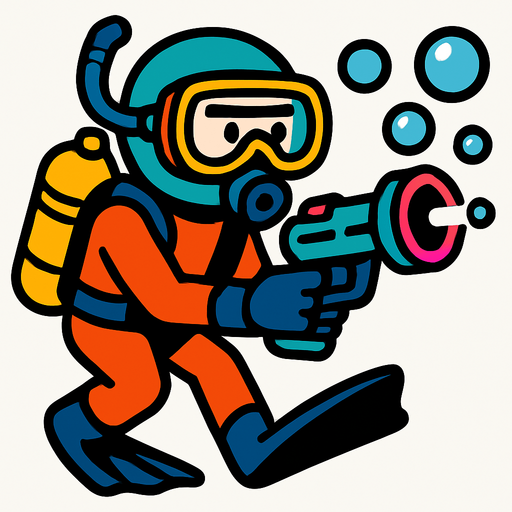 diver man bubble gun.
In-Game asset.  2d.  High contrast.  No shadows