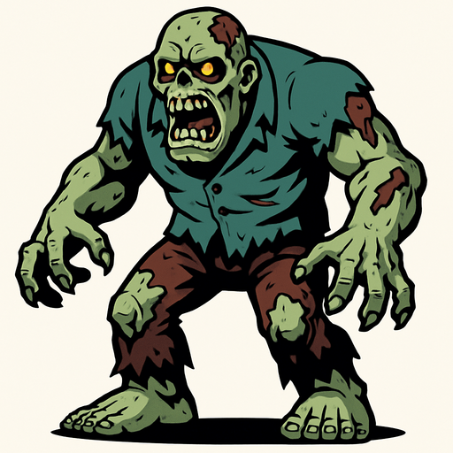Un zombie gigante.
In-Game asset.  2d.  High contrast.  No shadows