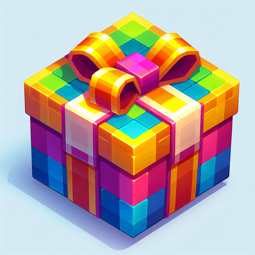 gift wrapped box, vivid colours. with bow on top Single Game Texture. In-Game asset. 2d. Blank background. High contrast. No shadows. Single Game Texture. In-Game asset. 2d. Blank background. High contrast. No shadows.