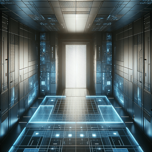 A high-tech command center with a glowing grid floor and sleek metallic walls. The room is viewed from directly above and has open entrances centered in the middle of each wall (top, bottom, left, and right) for easy transitions. Neon lights and holographic screens line the walls, casting a blue glow..
Full-frame, top-down view of a futuristic command center. Glowing grid floor, metallic walls, neon lights. Open entrances centered on each wall: top, bottom, left, and right. Blue glow, no perspective distortion.