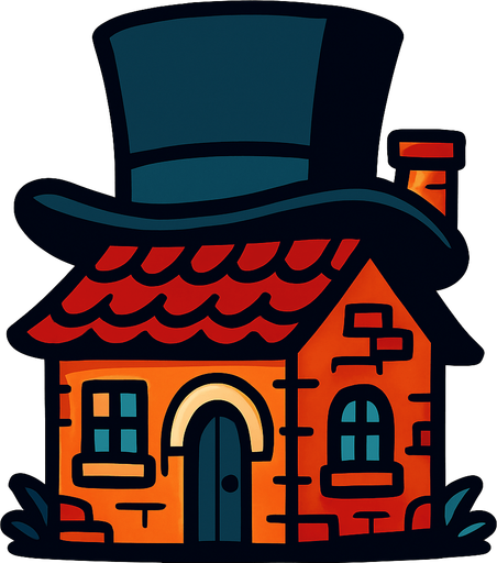 Tophat house.
In-Game asset.  2d.  High contrast.  No shadows