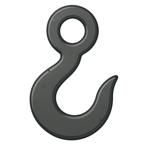 kanca yaparmısın. No background. Transparent background. Blank background. No shadows. 2d. In-Game asset. flat