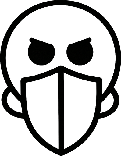 White simple circular enemy seen from above, black outline. Black eyes, with a single shield in-font of it. Black and white only