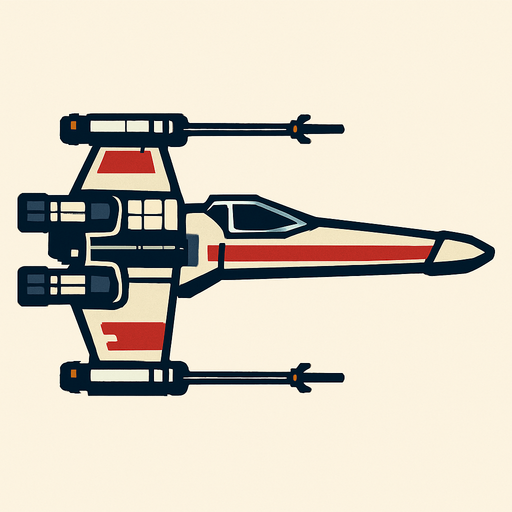 X wing side view.
In-Game asset.  2d.  High contrast.  No shadows