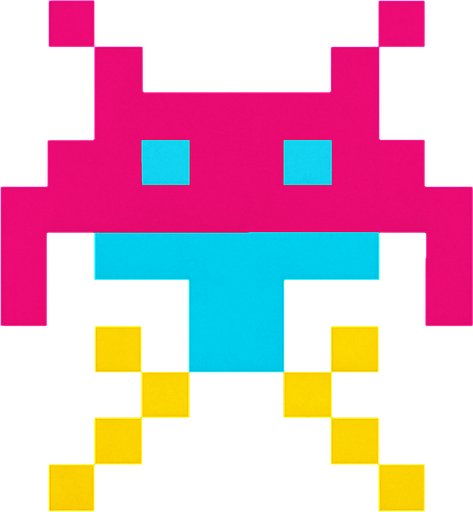 Make a Spacelnvaders InfinityGene EVO enemy character.
In-Game asset.  2d.  High contrast.  No shadows