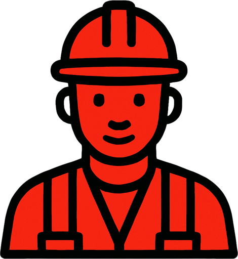 etrafı kırmızı işçi.
In-Game asset.  2d.  High contrast.  No shadows