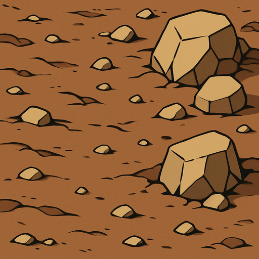 2d anime image tanah dan bebatuan.
In-Game asset.  2d.  High contrast.  No shadows