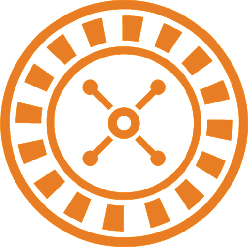 Dark orange circular minimalist roulette.
In-Game asset.  2d.  High contrast.  No shadows