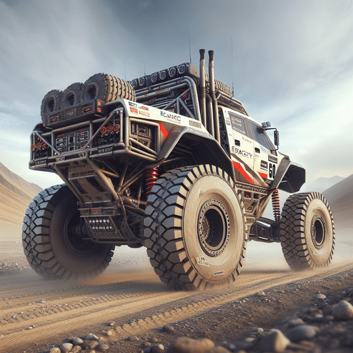 Photorealistic RealBull Dakar-Rally-Truck from back, Top view.