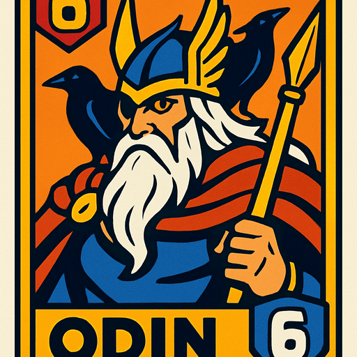 odin god card.
In-Game asset.  2d.  High contrast.  No shadows