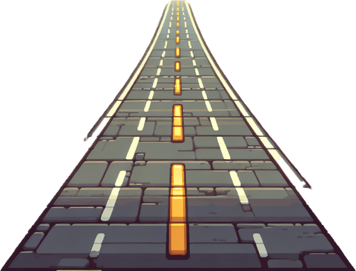 I need a road as a background of the game, with a home in the horizon. 

Single Game Texture. In-Game asset. 2d. Blank background. High contrast. No shadows..
Single Game Texture. In-Game asset. 2d. Blank background. High contrast. No shadows.