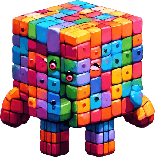 Add cute eyes to the cube