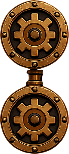 simbolo ":" en estilo steampunk.
In-Game asset.  2d.  High contrast.  No shadows