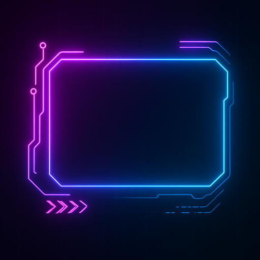 Neon cyberpunk blank rectangular hologram empty overlay