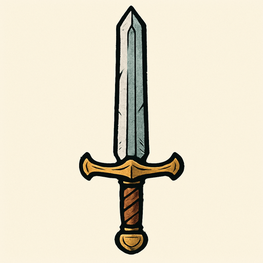medieval sword.
In-Game asset.  2d.  High contrast.  No shadows