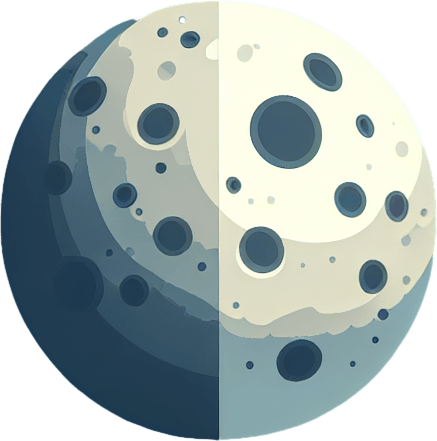 A moon..
Single Game Texture. In-Game asset. 2d. Blank background. High contrast. No shadows.