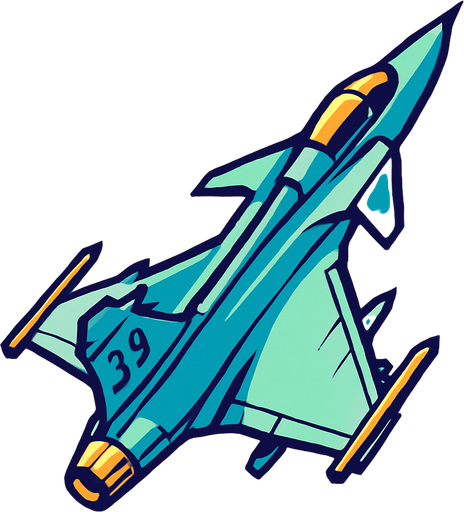Jas Gripen 39 riktad upp.
In-Game asset.  2d.  High contrast.  No shadows