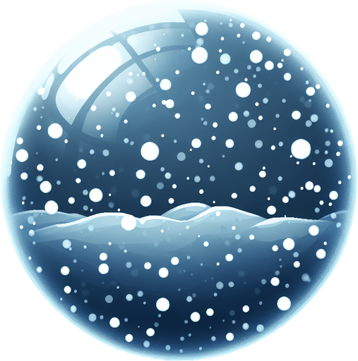 transparent snow sphere.
Single Game Texture. In-Game asset. 2d. Blank background. High contrast. No shadows.