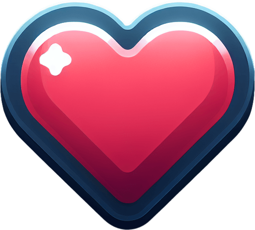 heart icon.
Single Game Texture.  In-Game asset.  2d.  Blank background.  High contrast.  No shadows