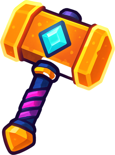güzel ışıklı bir çekiç.
In-Game asset.  2d.  High contrast.  No shadows