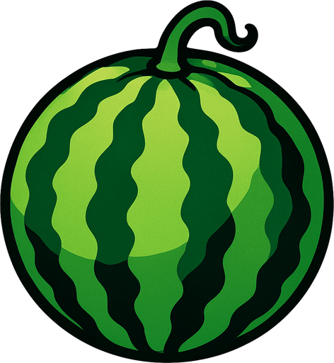 a green water melon.
In-Game asset.  2d.  High contrast.  No shadows