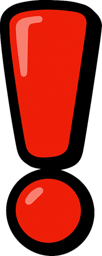 ünlem işareti kırmızı.
In-Game asset.  2d.  High contrast.  No shadows